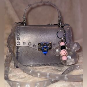 Viral Trendy Clear Jelly Silver Trim Rivet Studded Handbag Crossbody Bag Y2K